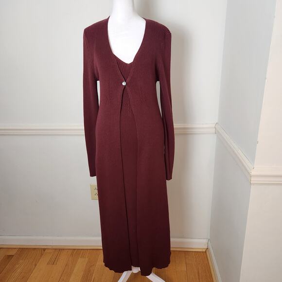 Peruvian Connection Valais Sweater Duster Cardigan Dress Set Sz Medium Womens - Picture 1 of 16